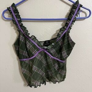 Urban Outfitters Plaid Mesh Tank